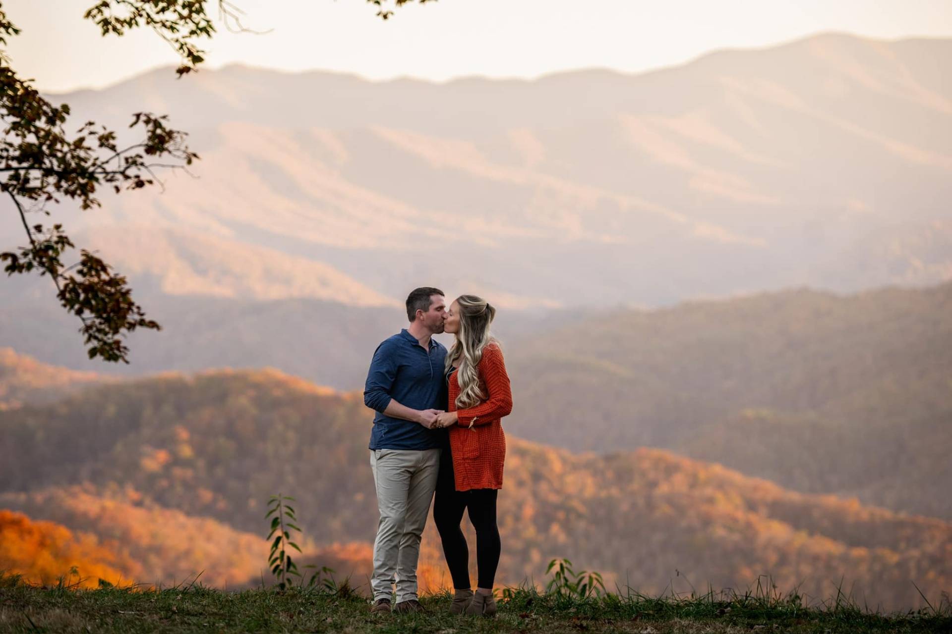 Golden hour sunset over the Smoky Mountains
