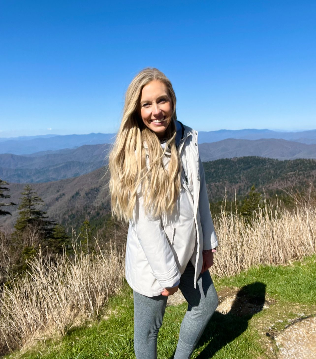 Brittany taking in a panoramic vista in the Great Smoky Mountains